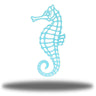 Light blue Seahorse Metal Wall Art on a white background