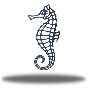 Black silhouette Seahorse Metal Wall Art on a white background