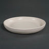 White ceramic plate on a dark gray background