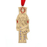 Decorative Christmas ornament with intricate design and red ribbon on a white background