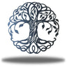 Decorative metal wall art with a tree design on a white background
