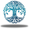 Decorative metal wall art with a tree design on a white background