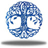 Blue tree of life design on a white background