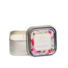 Soy Lotion Candle in a decorative tin with a floral design on a white background