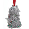 Decorative ornament with a figure surrounded by animals on a white background