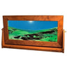 X-Large Summer Turquoise Moving Sand Art in Alder Wood Frame on White Background