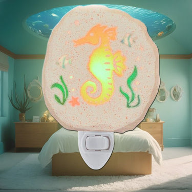 plug-in Seahorse Night Light in a under the sea bedroom  - Eclectic Treasures