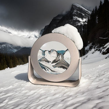 Arctic Clear Sand Picture Silver – Round Metal Frame