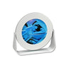 Silver Metal Round Ocean Blue Sand Pictures - Eclectic Treasures