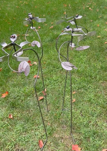 Frog Silverware Kinetic Recycled Garden Art - Eclectic Treasures